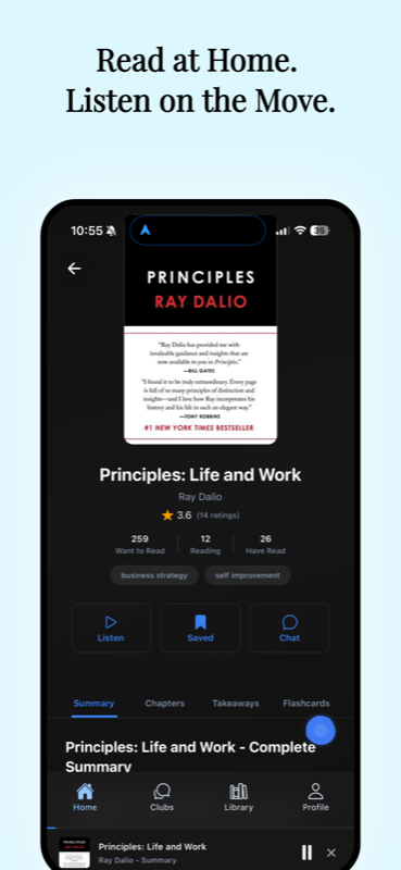 Audio player with chapter summaries